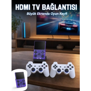 Hubrendy Tekno Retro Oyun Konsolu 2 Kablosuz Oyun Kolu ve IPS Ekranlı