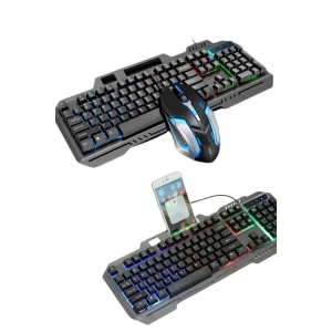 Hubrendy Tekno RGB Işıklı Gaming Oyuncu Klavye Q Klavye Mouse Hediyeli