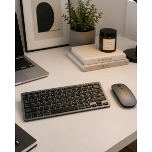 Hubrendy Tekno Sessiz Kullanım Sunan Bluetooth Klavye Mouse Seti Çoklu Cihaz Uyumlu