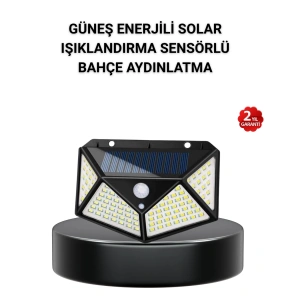 Hubrendy Tekno Solar Bahçe Lambası 100 LED Hareket Sensörlü Güneş Enerjili Aydınlatma