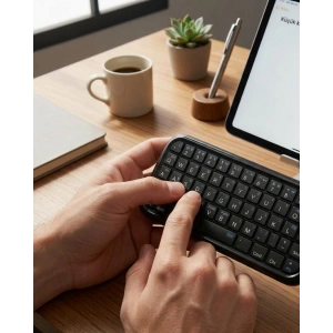 Hubrendy Tekno Taşınabilir Mini Bluetooth Klavye Şarjlı Kablosuz Klavye