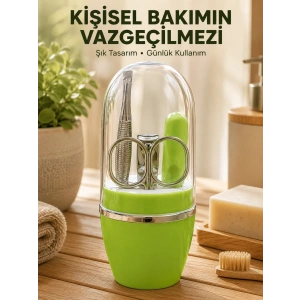 Hubrendy Tekno Taşınabilir Yeşil Manikür Seti Kapsüllü Kişisel Bakım Çantası