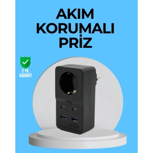 Hubrendy Tekno Termal Korumalı Priz Otomatik Çocuk Kilidi 4 USB Type C