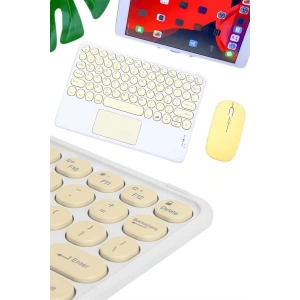 Hubrendy Tekno Touchpad Tüm Cihazlara Uyumlu Bluetooth Klavye Touchpad Slim Kablosuz Wifi Q Klavye