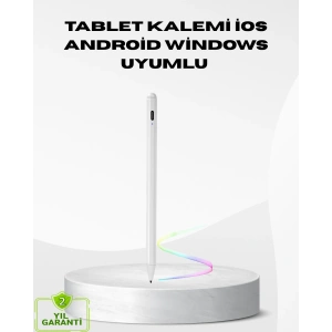 Hubrendy Tekno Type-C Şarjlı Dokunmatik Kalem – iPad, iPhone ve Android Uyumlu, Sessiz Çalışan