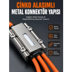Hubrendy Tekno USB Type-C, Lightning ve Micro USB Uyumlu 3ü 1 Arada Hızlı Şarj Kablosu