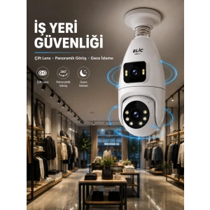 Hubrendy Tekno Wi-Fi Çift Lens Ampul Kamera  Akıllı Ev Güvenliği
