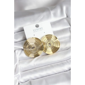 Pirinç Gold Renk Circle Model Kadın Küpe