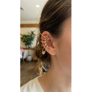 Pirinç Halkalı Model Gold Renk Kıkırdak Küpe