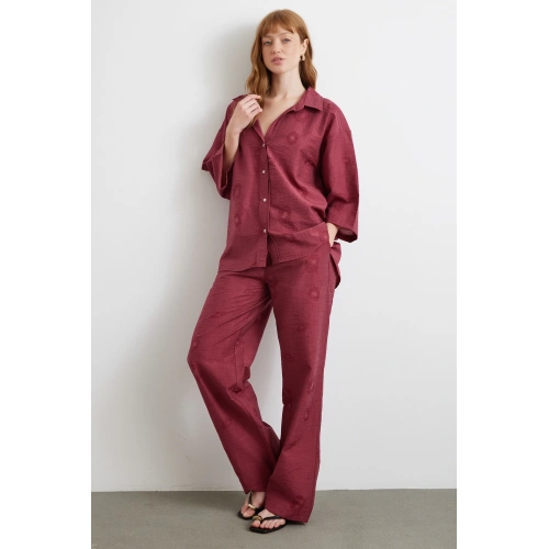 Arka Cepli Salaş Pantolon Bordo