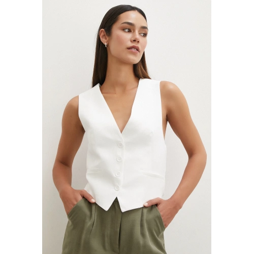 Arkası Çarpraz Yelek Beyaz