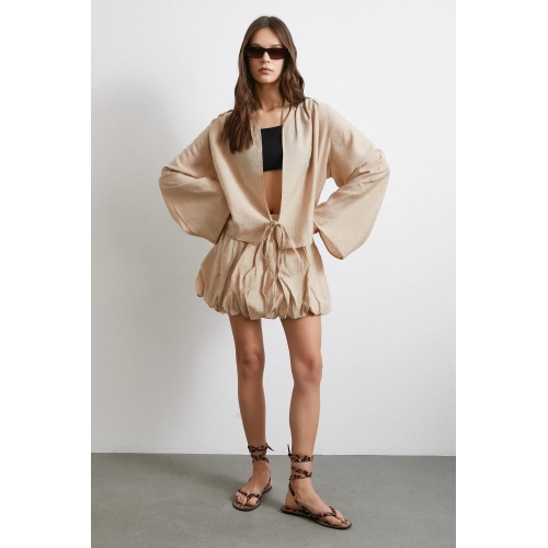 Astarlı Balon Etek Bej