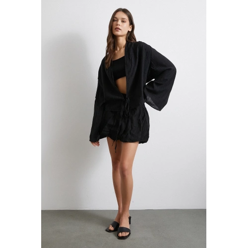 Astarlı Balon Etek Siyah