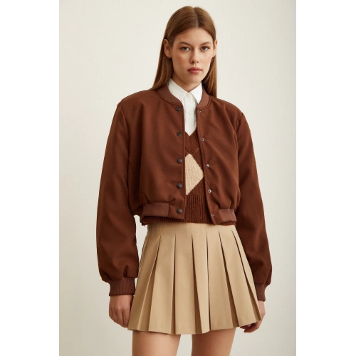 Astarlı Çıt Çıtlı Ceket Kahve