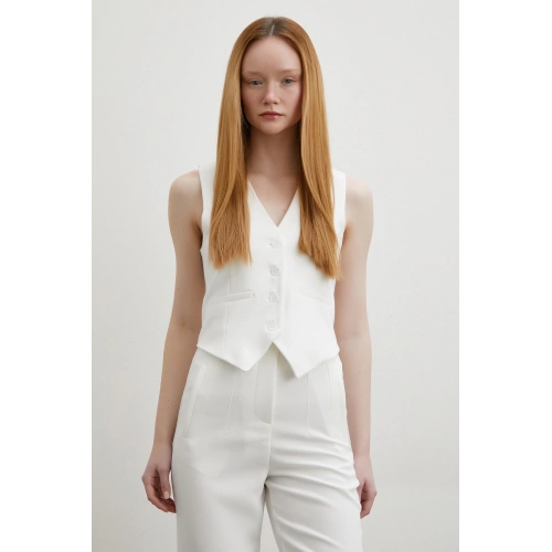 Astarlı Kuplu Yelek Ekru