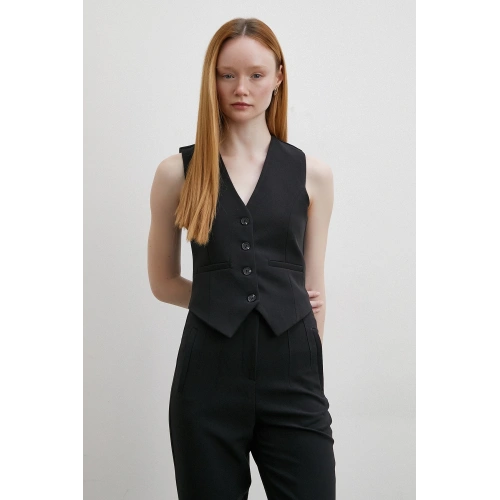 Astarlı Kuplu Yelek Siyah