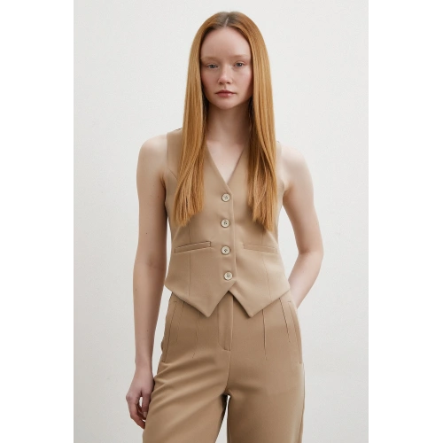 Astarlı Kuplu Yelek Vizon