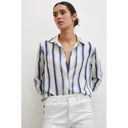 Bambu Çizgili Gömlek Lacivert