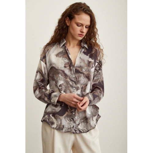 Batik Desen Gömlek Gri