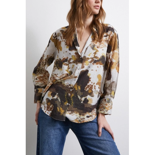 Batik Desen Vual Gömlek Haki