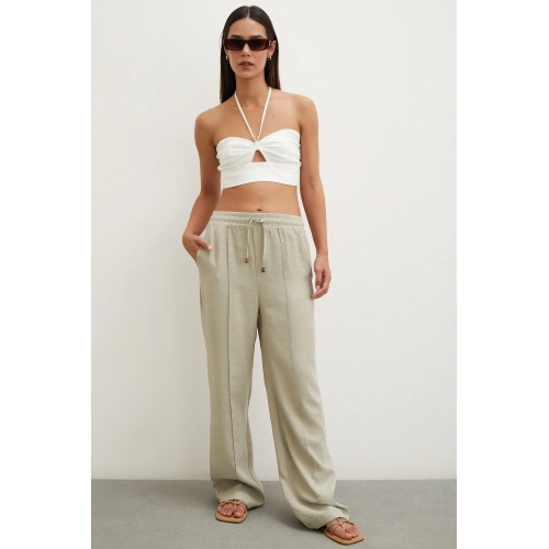 Belden Bağlamalı Pantolon Taş