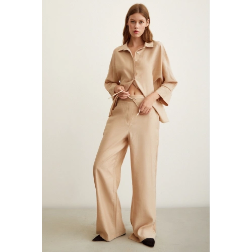 Beli Lastikli Pantolon Bej