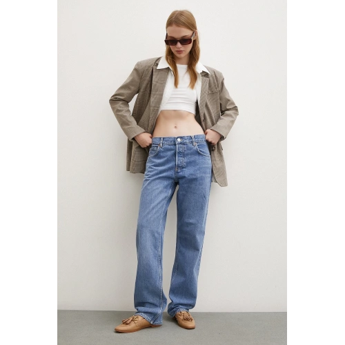 Beş Cepli Boru Paça Jean Mavi