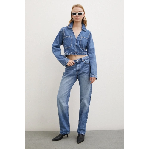 Beş Cepli Yüksel Bel Regular Fit Jean Mavi