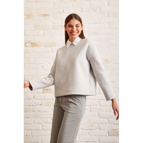 Bisiklet Yaka Oversize Sweatshirt Mavi