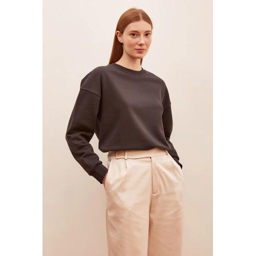 Bisiklet Yaka Sweatshirt Antirasit