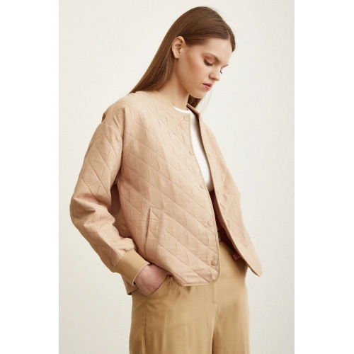 Bomber Kapitone Ceket Bej