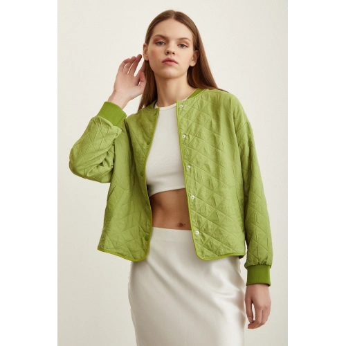 Bomber Kapitone Ceket Fıstık Yeşili