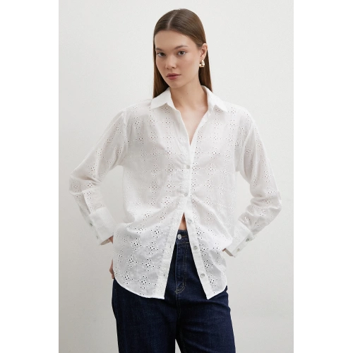 Brodeli Gömlek Ekru