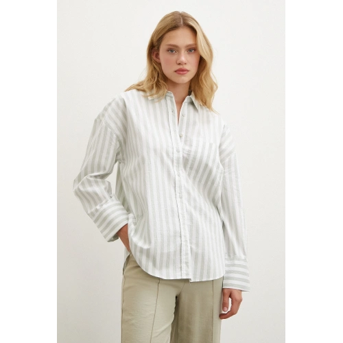 Cepli Çizgili Gömlek Mint