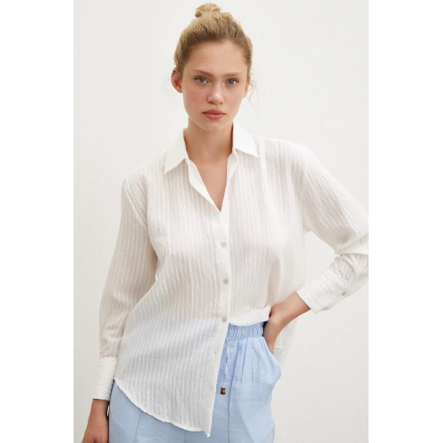 Çizgi Desenli Gömlek Beyaz