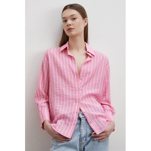 Çizgi Desenli Gömlek Pembe