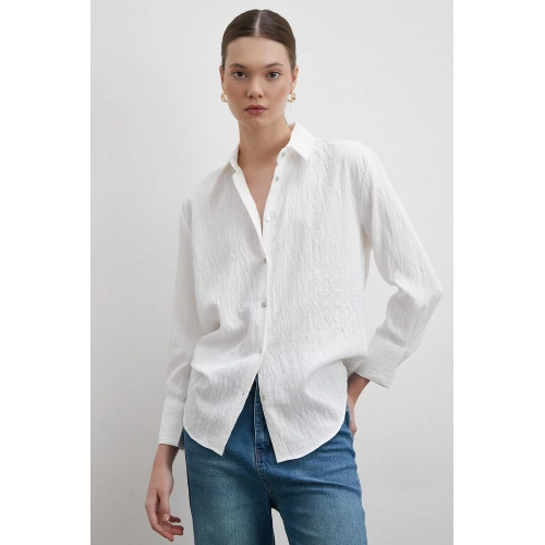 Çizgi Detaylı Gömlek Beyaz