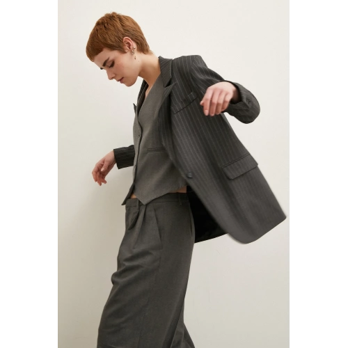 Çizgili Blazer Ceket Antirasit