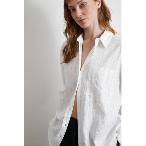 Çizgili Cepli Gömlek Su Yeşili