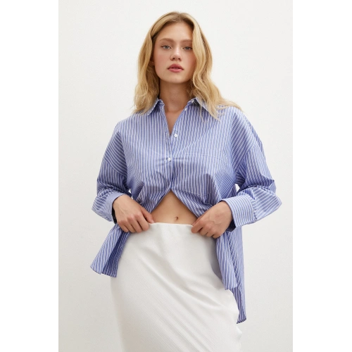 Çizgili Gömlek Mavi