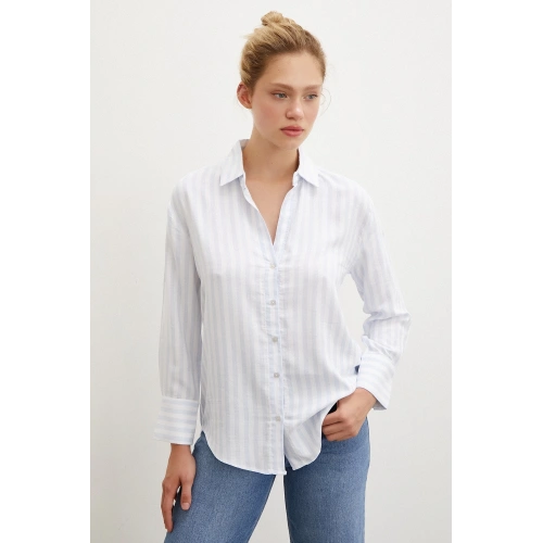 Çizgili Gömlek Mavi