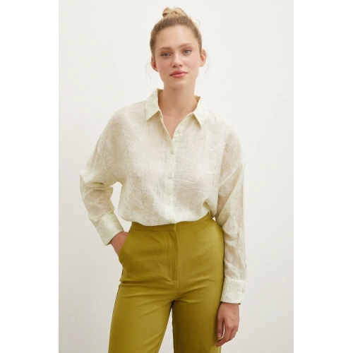 Damla Desenli Gömlek Yeşil