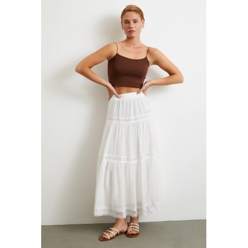 Dantelli Maxi Etek Beyaz