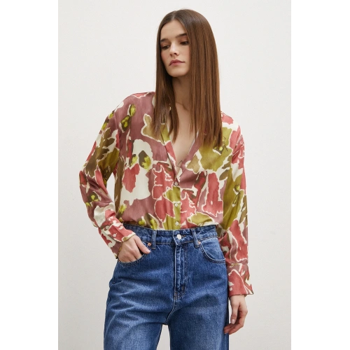 Desenli Gofret Gömlek Haki