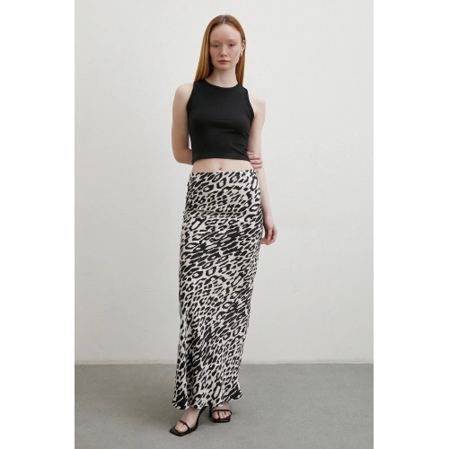 Desenli Maxi Verev Etek Ekru