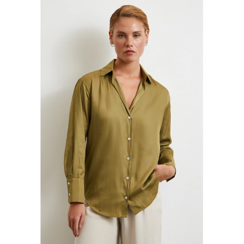 Diagonal Desen Gömlek Yeşil