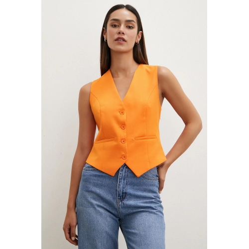 Düğmeli Yelek Turuncu