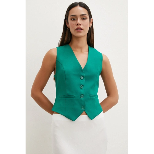 Düğmeli Yelek Yeşil