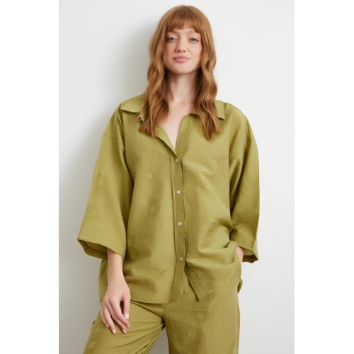 Fakir Kol Oversize Gömlek Yeşil
