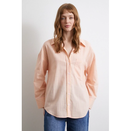 Filamingi Çizgili Gömlek Pudra